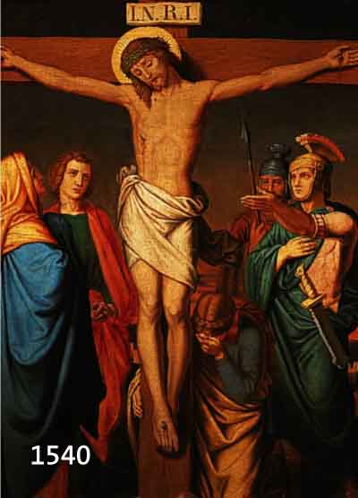 UNBEK. KÜNSTLER D. 19. JH., VIELFIGURIGE KREUZIGUNGSSZENE, QUALITÄTVOLLE MALEREI, ÖL/LWD., UNSIGN., 69 X 49 CM, R.