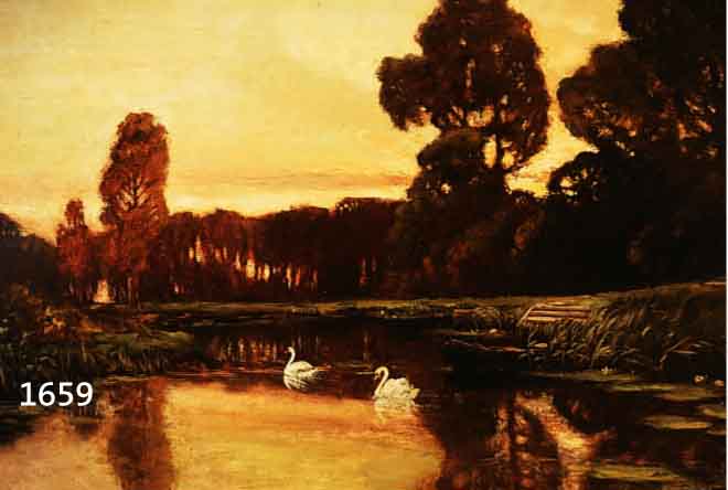 UNVERDROSS, RAPHAEL OSKAR, GEB. 1873 DÜSSEL- DORF, DÜSSELDORFER LANDSCHAFTSMALER, BETTANKAMPER MEER, ROMANTISCHE ABENDSTIMMUNG IN PARKLANDSCHAFT ...