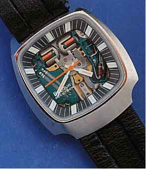 BULOVA HERRENARMBANDUHR ACCUTRON, MASSIV- EDELST.-GEH., BODEN VERSCHR., AB HERST. WASSER GESCH., STIMMGABELSCHWEINGERPRINZIP, PATENT BULOVA, WERK ...