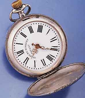 SYSTEM ROSKOPF SAVONETTE HERRENTASCHENUHR, SILBER, RUNDUM SCHMUCKGRAV., SPRUNGDECKEL M. HIRSCHDARST., RÜCKS. GEBÄUDE, SCHWEIZ UM 1912, ...