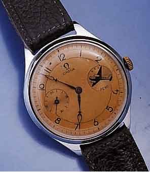 OMEGA TASCHENUHRWERK UMGEBAUT ZUR ARMBANDUHR, CA. 1944, METALL VERCHR., KL. SEK. BEI 9, NICKELANKERW., 15 ST., KAL. 35,5, WERKFERT. SCHWEIZ UM ...
