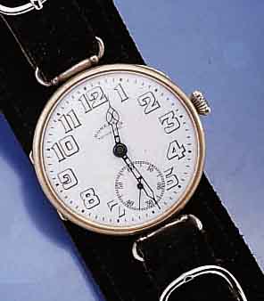 BOREL & CIE NEUCHATEL FRÜHE HERRENARMBANDUHR, SCHWEIZ UM 1916, NICKEL, SCHARNIERBODEN, BEWEGL. BANDANST., GLASRD. AUF GEDR., ORIG. BLATT SIGN., IM ...