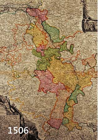 KUPFERSTICHKARTE, HOMAN 17. JH., THEATRUM BELLI RHENANI, PFALZANSICHT, LOTHRINGEN UND ELSAß, KOLORIT, 55 X 49 CM