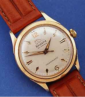 HELVETIA HERRENARMBANDUHR TROPOMATIC, SCHWEIZ UM 1954, RG 750/000, BOD. GESCHR., ORI . BLATT M. AUFWEND. SYMB., 25 ST., WERK VERG., KAL. 837, ...