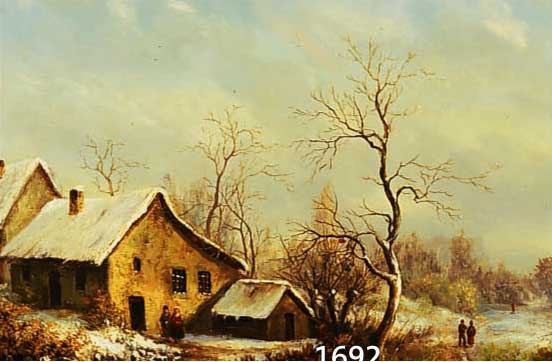 HANOTEL, AUGUSTE, DAT. 1879, ÖL/HOLZ, SIGNIERT, WINTERLANDSCHAFT, 24,5 X 35 CM