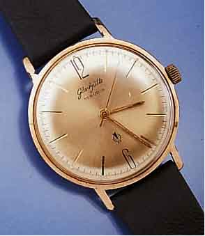 GLASHÜTTE HERRENARMBANDUHR, KAL. 70,1, METALL HARTVERG., EDELST.-BODEN GEDR., 17 ST., HANDAUFZUG, BANDANST. L. VERZOGEN, ZIFFERBL. M. ...