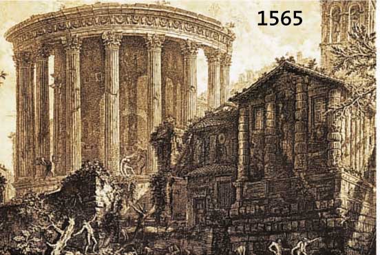 PIRANESI, ALTER KUPFERSTICH, 18. JH., VEDUTA DEL TEMPIO DELLA SIBILLA IN TIVOLI, DARSTELLUNG VOM ALTEN ROM, SIGNIERT, L. STOCKFLECKIG, UNTER GLAS, ...