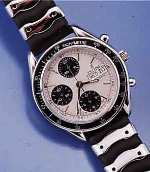 FESTINA ARMBANDCHRONOGRAPH AUTOMATIK, EDEL- ST. POL., BODEN U. KRONE GESCHR., UNGETR. LAGERW. UM 1998, MINERALFLACHGL., TACHYMETER- SKALA AUF ...