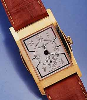NUMA JEANNIN HERRENARMBANDUHR, STILTYP. UM 1935, FERTIGUNG UM 1985, SCHWEIZ, METALL HART- VERG., EDELST.-SCHARNIERBODEN, 2-FARB. BLATT, ...
