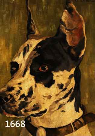 SPINDLER, G., DATIERT 30, PORTRAIT EINER DOGGE, SIGNIERT, DAT., ÖL/LWD. 45 X 33 CM, RAHMEN