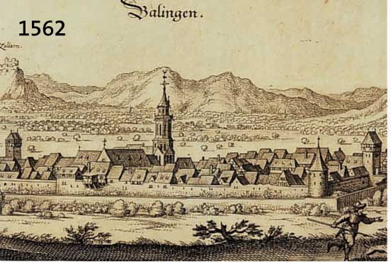 KONVOLUT VON 3 BLATT MIT BALINGEN UND UMGE- BUNG, 1.) KUPFERSTICH V. M. MERIAN, GE- SAMTANSICHT BALINGEN, SEHR GUTES BLATT, CA. 11 X 32,4 CM; 2.) ...