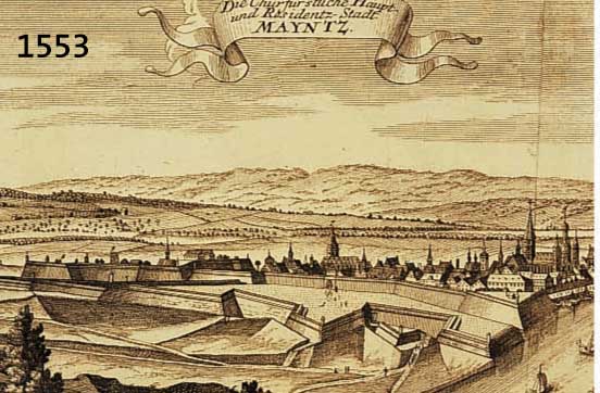 KONVOLUT 6 BLATT MIT ANSICHTEN VON MAINZ, 1.) KUPFERSTICH VON 2 PLATTEN GEDRUCKT, VON BODENEHR, CA. 1720, DIE CHURFÜRSTLICHE HAUPT- UND RESIDENTZ ...