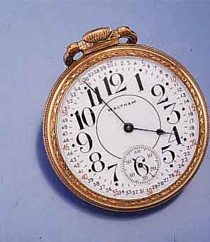 WALTHAM OFFENE HERRENTASCHENUHR, USA UM 1918 , METALLSCHR.-GEH. M. GG-AUFL. (BER.), 2-TEIL. EMAILBL. M. AUßEN AUSGESCHR. MIN.-EINTEILUNG, Z.T. IN ...