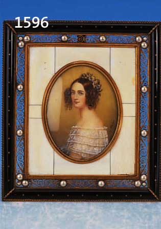 STIELER ?, MINIATURMALEREI AUF ELFENBEIN ALEXANDRA V. BAYERN, RÜCKSEITIG BEZ., SCHÖNER RAHMEN UM 1900, GESAMTMAß 16 X 14 CM