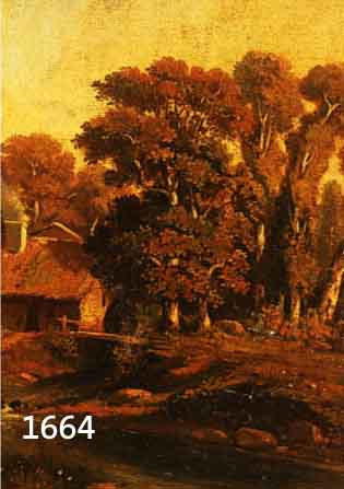 HANON, LANDSCHAFTSDARSTELLUNG, ÖL/LWD., AUSSCHNITT AUS EINEM EHEMALS GROßEN GEMÄLDE, 22 X 16 CM RAHMEN