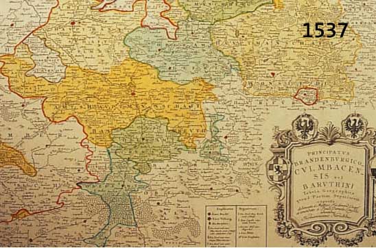 KONV. 3 BLATT FRANKEN (BAYREUTH), 1.) ALTKOLOR. KUPFERSTICHK. V. HOHMANN ERBEN, CA. 1755, PRINCIPATUS BRANDENBURGGICO- CULMBACENSIS VEL BARUTHINI, ...