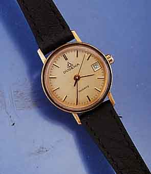 DUGENA DAMENARMBANDUHR, SCHWEIZ/DEUTSCHLAND UM 1990, UNGETR., GG 585/000 EINSCHALENGEH., GET. STELLWELLE, HIGH-TECH-QUARTZWERK, BEI SCHÄTZ. BATT. ...