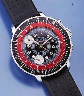 LUCERNE ARMBANDUHR, EINFACHE UNR.-STOPPFKT., CHRONOGRAPHENDESIGN, METALL VERCHR., EDELST.- BODEN GEDR., SCHWEIZ UM 1962, LÜNETTE ZUR ...