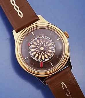 ERNEST BORELL HERRENARMBANDUHR SOGENANNTE COCKTAILS WATCH, SCHWEIZ UM 1988, METALL VERG., BEIDS. VERGL., IM ZENTRUM DES BLATTES KALEIDOSKOPEFFEKT, ...