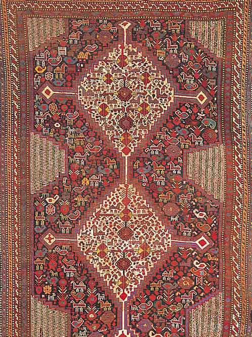 GASHGAI, PERSIEN, 265 X 174CM, EHZ 4 WOLLE AUF WOLLE, UM 1910 (KL RIß).