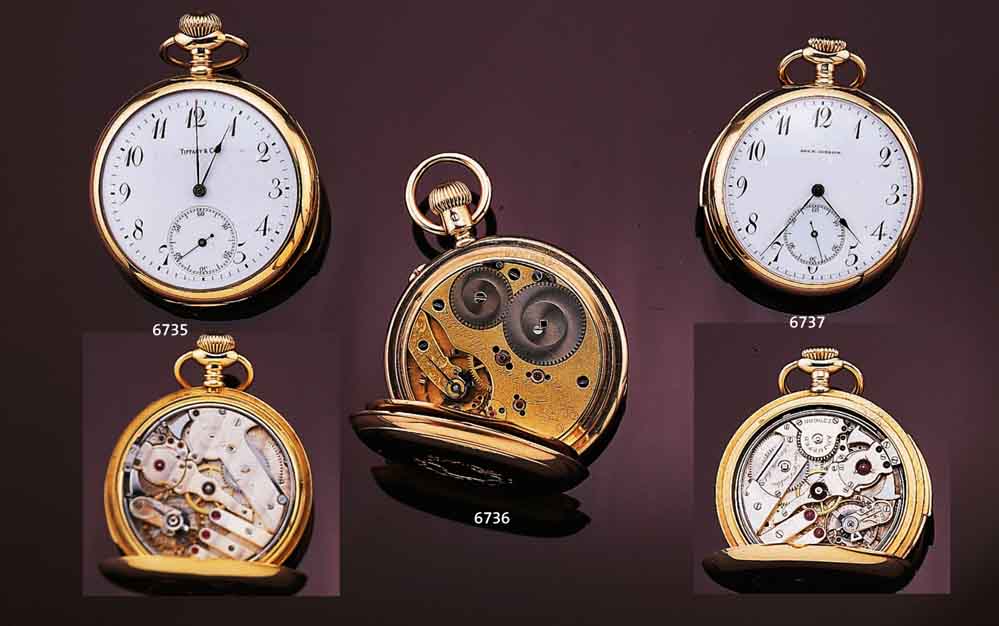 AGASSIZ/LE COULTRE HERRENTASCHENUHR MIT MINUTENREPETITION, SCHWEIZ UM 1915, GG 750/ 000, AUF ZWEITEIL. EMAILBL. SPÄTER TIFFANY & CO., BLATT ...