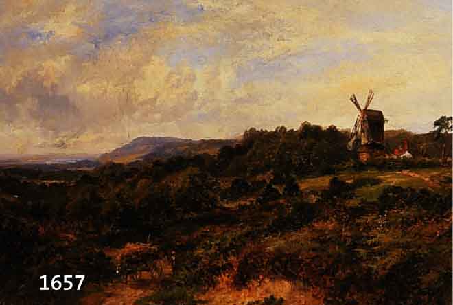 CAFFYN, WALTER WALLOR, 1845-1898, WEITE LANDSCHAFT MIT HEIMKEHRENDEM BAUERN MIT PFERDEWAGEN, IM HINTERGRUND WINSMÜHLE, ÖL/LWD, LI. U. SIGNIERT ...