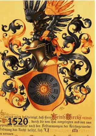 MEISTERBRIEF EINES UHRMACHERS, BERLIN, 1904, ORIG. GERAHMT, WAPPEN DER UHRMACHER MIT STECHHELM U. HELMSCHMUCK EINES GEFLÜGELTEN UHRENRADES, ...