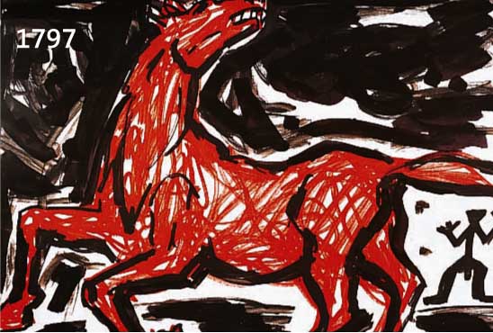 PENCK, A.R., ROTES PFERD, FARBOFFSET, HAND- SIGNIERT, CA. 59 X 84 CM