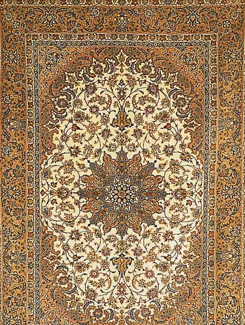 ESFAHAN FEIN,PERSIEN CA 232 X 155 CM..KORKWO LLE MIT UND AUF SEIDE.CA 1 MIO KN/QM.EHZ 1-2 CA 10 JAHRE.