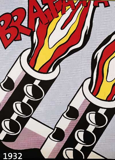 LICHTENSTEIN, ROY, 1923-1998, AS I OPENED FIRE..., DREITEILIGE GRAFIK NACH EINEM ACRYL-GEMÄLDE, BLATTGR. JE CA. 64 X 52 CM, ED. STEDELIJK MUSEUM ...