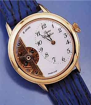 PIERRE CHATELAINE/HEBDOMAS ARMBANDUHR M. 8- TAGEWERK, METALL HARTVERG., EMAILFARB. KON- TRASTZIFFERBL., SCHWUNGBER. D. UNR. SICHTB., WERK VERG., ...
