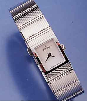 MOVADO DAMENDESIGNERARMBANDUHR CONCERTO, SCHWEIZ UM 1999, EDELST. INCL. BAND, BOMB. SAPHIRGL., BOD. AUFGEDR., ORIG.-ETUI, PAP., GARANTIEK. ...