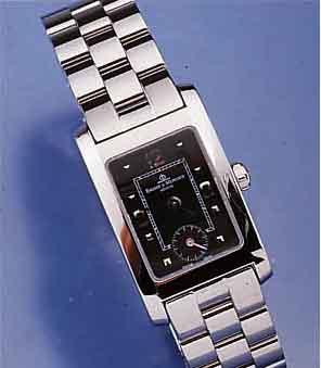 BAUME & MERCIER DAMENARMBANDUHR, SCHWEIZ UM 1998, EDELST. POL. INCL. BAND M. DOPP. UN- SICHTB. FALTSCHL., BOMB. MINERALGL., KONTRAST- ZIFFERBL., ...