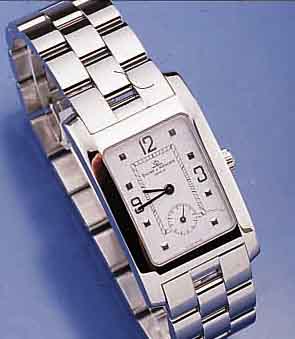 BAUME & MERCIER HERRENARMBANDUHR, SCHWEIZ UM 1998, EDELST. POL. INCL. BAND M. DOPP. UNSICHT -B. FALTSCHL., BOMB. SAPHIRGL., KL. SEK., HIGH ...