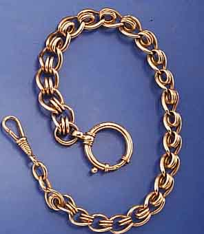 TASCHENUHRKETTE MIT VERLAUFENDEN GLIEDERN, GG 585/000, VERWENDB., WENIG GEN., L. CA. 30 CM, CA. 40 G
