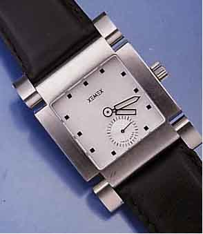 XEMEX DESIGNERHERRENARMBANDUHR VON KÜLLING, SCHWEIZ, EDELST. MATT. SEITL. POL., BEWEGL. BANDANST., SAPHIRGL., HIGH-TECH-QUARTZWERK, KL. SEK., ...
