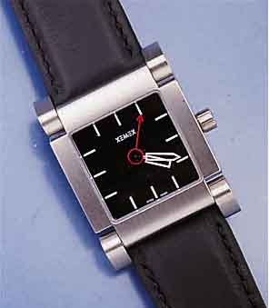 XEMEX DESIGNERDAMENARMBANDUHR VON KÜLLING, EDELST. MATT., SEITL. POL., SAPHIRVERGL., UN- GETR., SCHWEIZ UM 1998, EDELST.-BD. M. STIFT- SCHL., ...