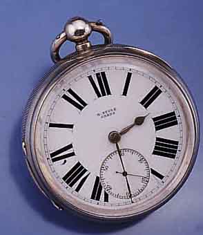H. STONE LEADS HERRENTASCHENUHR OFFEN, SILBER, SCHWER, HALLMARKS VON CHESTER 1891, 2-TEIL. EMAILBL. FEIN HAARR. BEI 6, STAUB- SCHUTZ, VERG. ...