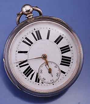 HERRENTASCHENUHR, ENGLAND, HALLMARK CHESTER 1885, SILBER, SCHWER, SCHLÜSSELAUFZUG, 2-TEIL. EMAILBL. FEIN HAARR., STAUBSCHUTZ, VERG. PLATINENW., ...