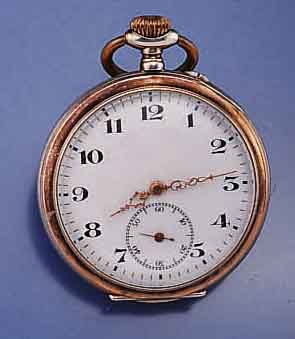 THIEL HERRENTASCHENUHR, DEUTSCHLAND UM 1928, 800ER SILBER, RÄNDER VERG., BODEN GUILL., MONOGR.-SPIEGEL FREI, EMAILBL., VERG. BRÜCKEN- ANKERW., 15 ...