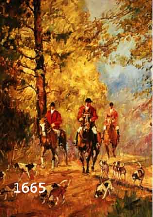 IMPRESSIONIST MITTE 20. JH., REITER MIT HUNDEMEUTE IM HERBSTLICHEN WALD, ÖL/LWD., SCHWER LESBAR, SIGN., B. JAN..O.Ä., MAßE CA. 80X60 CM., R.