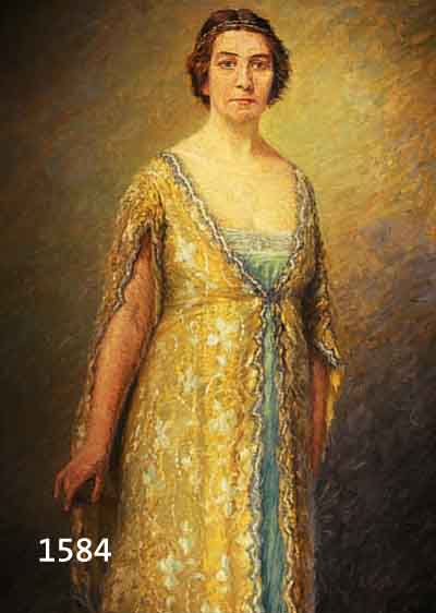 JUGENDSTILKÜNSTLER ANF. 20. JH., GANZPOR- TRÄT EINER DAME IN LANGEM KLEID, ÖL/LWD. (L. ALTERSSPUREN), UNSIGN., MAßE 122X97 CM.