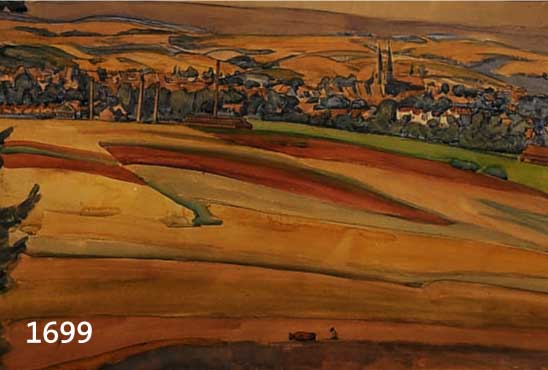 KNOPMÄRUS-MAIER, KÜNSTLER UM 1930, ANSICHT VON DUDERSTADT, AQUARELL, UNSIGN., VERSO BEZ. UND BETITELT, MAßE CA. 49X65 CM., UNTER GLAS GERAHMT
