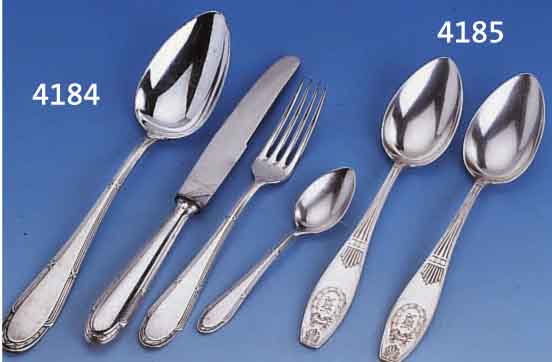 WMF-BESTECK, DEUTSCH 1910-1930, SILBERAUFLAGE, STIL. LOUIS-SEIZE-DEKOR, Z.T. MIT BES.-MO- NOGR., Z.T. STÄRKERE GEBR.-SP., BEST. AUS: 11 ...