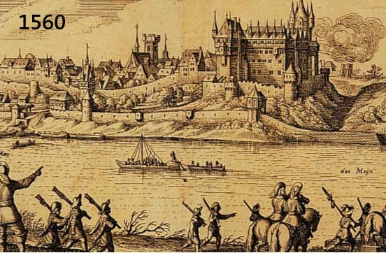 KONV. 2 BLATT STEINHEIM UND UMGEBUNG, 1. KUPFERSTICH M. MERIAN, GESAMTANS. STEIN- HEIM MIT BLICK ÜBER DEN MAIN, CA. 12 X 32 CM, 2. ALTKOL. ...