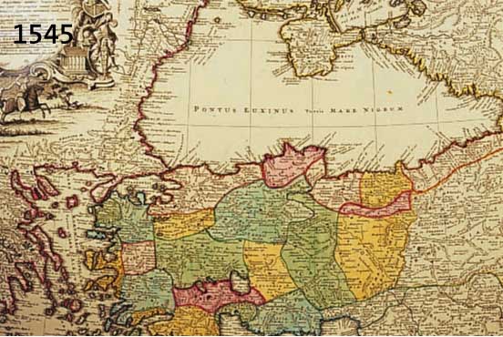 KONV. 3 LANDKARTEN VOM SCHWARZEN MEER UND UMGEBUNG, 1.) ALTKOLOR. KUPFERSTICHK. V. HOMANN ERBENCA, 1743 ASIAE MINORIS VETERIS ET NOVA, PONTI ...