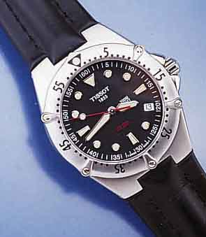 TISSOT HERRENTAUCHERUHR, SERIE PR 200, UNGE- TR. LAGERW., SCHWEIZ UM 1998, EDELST., BOD. U. KR. GESCHR., BEI FERTIGST. WASSERD. 200M, MATT . LÜN., ...