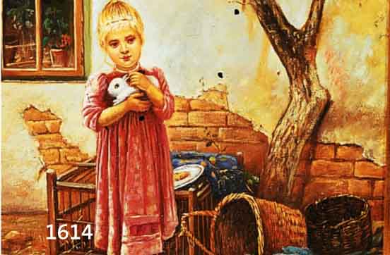 SEBALD, HANS, ZEITGENÖSSISCHER MÜNCHENER TRADITIONALIST, MÄDCHEN MIT HASE VOR DEM HAUS, ÖL/HOLZ, BEZ., MAßE CA. 20X25 CM., R.