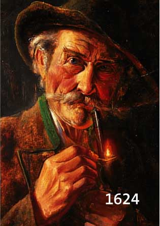 UNBEK. KÜNSTLER, 19./20. JH., SICH DIE PFEIFE ANZÜNDENDER BÄRTIGER ALTER, ÖL/HOLZ, UNLESERL.SIGN.O.RE., MAßE CA.35X30 CM., PRUNK- RAHMEN