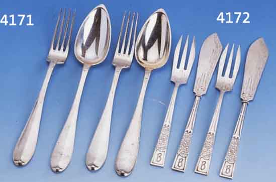 2 FISCHMESSER UND 2 -GABELN, 800ER SILBER, WILKENS BREMEN FÜR HEINRICH VOGELER, UM 1902, MODELL 145, MODELL MARGERITE, VGL. LIT.: DEUT- SCHES ...